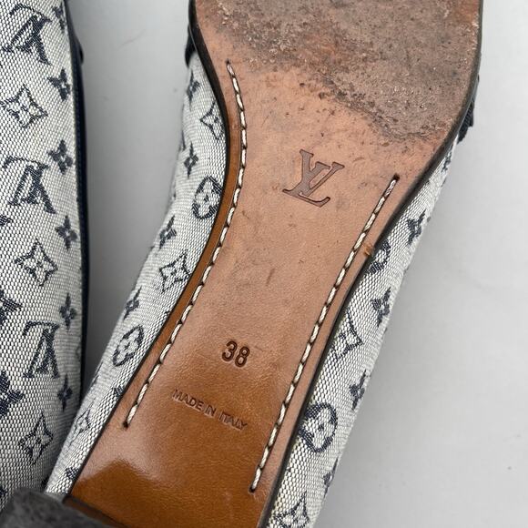 Louis Vuitton Mini Lin Navy And Grey Mules Size 38 US 8 - Picture 10 of 13